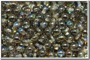 b�hm. Glasperle, rund, 4mm, crystal, trans., graphite AB, 50 Stk.