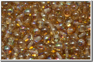 b�hm. Glasperle, rund, 4mm, crystal, trans., brown AB, 50 Stk.