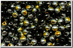 b�hm. Glasperle, rund, 4mm, black, op., half marea, 50 Stk.