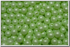 b�hm. Glasperle, rund, 4mm, white, alabaster, soft pastell green, 50 Stk.