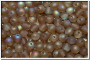 b�hm. Glasperle, rund, 4mm, crystal, trans., brown AB, matte, 50 Stk.