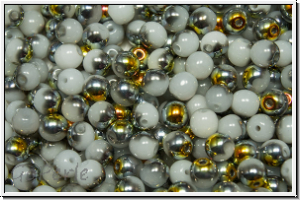 b�hm. Glasperle, rund, 4mm, white, alabaster, half marea, 50 Stk.