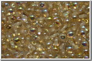 b�hm. Glasperle, rund, 4mm, crystal, trans., lemon AB, 50 Stk.