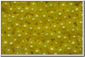 b�hm. Glasperle, rund, 4mm, white, alabaster, pearl shine yellow, 50 Stk.