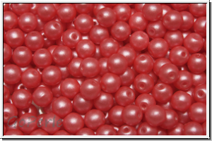 b�hm. Glasperle, rund, 4mm, white, alabaster, pearl shine coral pink, 50 Stk.