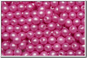 b�hm. Glasperle, rund, 4mm, white, alabaster, pearl shine hot pink, 50 Stk.