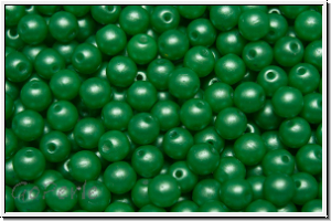 b�hm. Glasperle, rund, 4mm, white, alabaster, pearl shine green, 50 Stk.