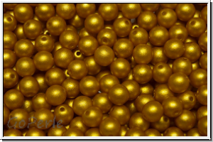 b�hm. Glasperle, rund, 4mm, white, alabaster, gold shine yellow, 50 Stk.