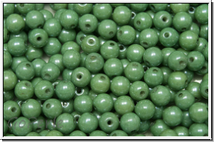 b�hm. Glasperle, rund, 4mm, white, alabaster, green marbled, 50 Stk.