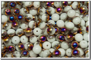 b�hm. Glasperle, rund, 4mm, white, alabaster, half sliperit, 50 Stk.