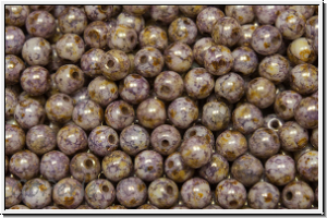 b�hm. Glasperle, rund, 4mm, white, alabaster, violet senegal, 50 Stk.