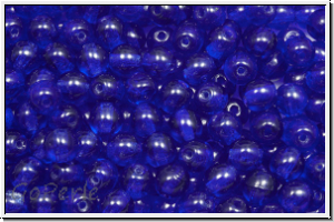 b�hm. Glasperle, rund, 4mm, cobalt, trans., 50 Stk.