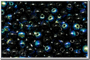 b�hm. Glasperle, rund, 4mm, black, op., AB, 50 Stk.
