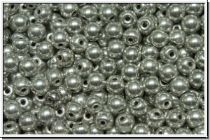 b�hm. Glasperle, rund, 4mm, crystal, trans., full silver, 50 Stk.