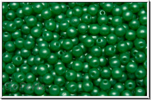 b�hm. Glasperle, rund, 3mm, white, alabaster, pearl shine green, 50 Stk.