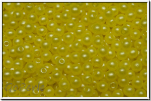 b�hm. Glasperle, rund, 3mm, white, alabaster, pearl shine yellow, 50 Stk.