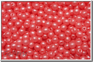 b�hm. Glasperle, rund, 3mm, white, alabaster, pearl shine coral pink, 50 Stk.