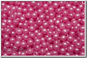 b�hm. Glasperle, rund, 3mm, white, alabaster, pearl shine hot pink, 50 Stk.