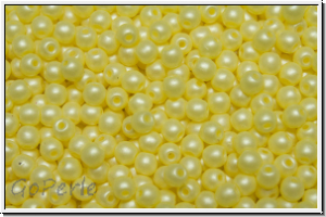 b�hm. Glasperle, rund, 3mm, crystal, trans., soft pastel yellow, 50 Stk.