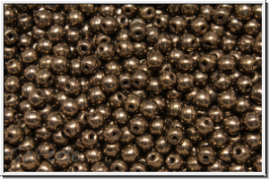 b�hm. Glasperle, rund, 3mm, black, op., nut bronze, 50 Stk.