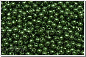 b�hm. Glasperle, rund, 3mm, green, met., 50 Stk.