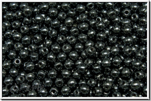 b�hm. Glasperle, rund, 3mm, hematite, met., 50 Stk.