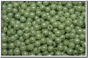 b�hm. Glasperle, rund, 3mm, white, alabaster, lt. green marbled, 50 Stk.
