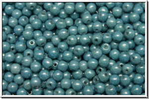b�hm. Glasperle, rund, 3mm, white, alabaster, blue/grey marbled, 50 Stk.