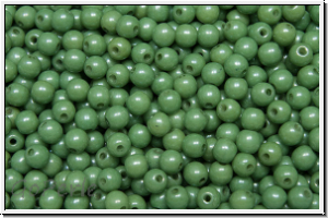 b�hm. Glasperle, rund, 3mm, white, alabaster, green marbled, 50 Stk.
