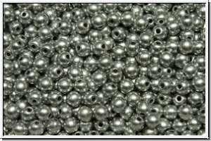 b�hm. Glasperle, rund, 3mm, silver, met., satin, 50 Stk.