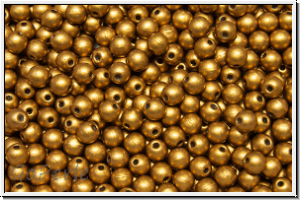 b�hm. Glasperle, rund, 3mm, brass gold, met., satin, 50 Stk.