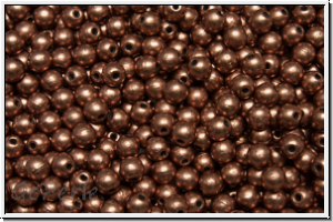 b�hm. Glasperle, rund, 3mm, copper, med., met., satin, 50 Stk.