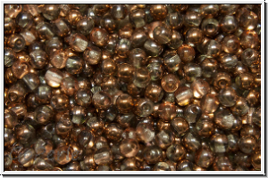b�hm. Glasperle, rund, 3mm, crystal, trans., half capri gold, 50 Stk.