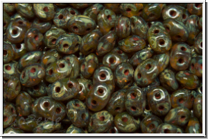 SD-80020-86805, SuperDuo Beads, yellow, trans., dark picasso, 10g