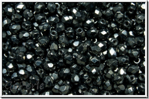 B�hm. Glasschliffperle, feuerpol., 3mm, hematite, met., 50 Stk.