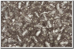 B�hm. Glasschliffperle, feuerpol., 4mm, greige, trans., silver-ld., 50 Stk.