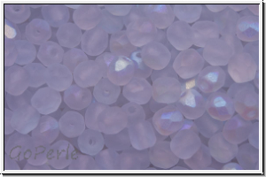 B�hm. Glasschliffperle, feuerpol., 4mm, violet, lt., trans., matte, AB, 50 Stk.