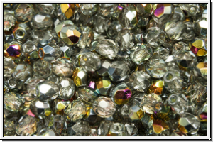 B�hm. Glasschliffperle, feuerpol., 4mm, crystal, trans., half marea, 50 Stk.