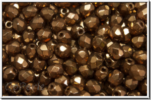 B�hm. Glasschliffperle, feuerpol., 4mm, topaz, trans., bronze luster, 50 Stk.