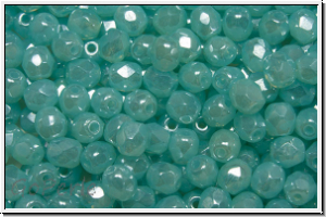 B�hm. Glasschliffperle, feuerpol., 4mm, aqua, lt., opal, luster, 50 Stk.