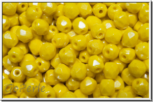 B�hm. Glasschliffperle, feuerpol., 4mm, yellow, lt., op., luster, 50 Stk.