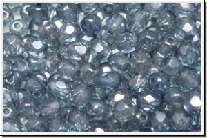 B�hm. Glasschliffperle, feuerpol., 4mm, crystal, trans., montana luster, 50 Stk.