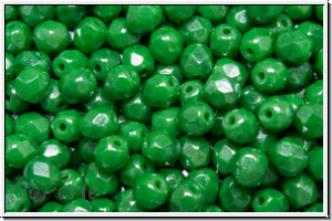 B�hm. Glasschliffperle, feuerpol., 4mm, green, forest, op., luster, 50 Stk.