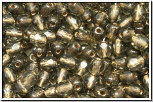 B�hm. Glasschliffperle, feuerpol., 4mm, grey, dk., trans., brass-ld., 50 Stk.