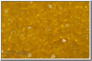 B�hm. Glasschliffperle, feuerpol., 4mm, sunflower, trans., 50 Stk.