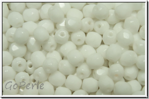B�hm. Glasschliffperle, feuerpol., 4mm, white, op., 50 Stk.