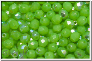 B�hm. Glasschliffperle, feuerpol., 4mm, lime, opal, AB, 50 Stk.