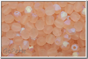 B�hm. Glasschliffperle, feuerpol., 4mm, rosaline, dk., trans., matte, AB, 50 Stk.