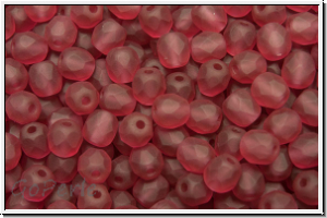 B�hm. Glasschliffperle, feuerpol., 4mm, wine, trans., matte, 50 Stk.