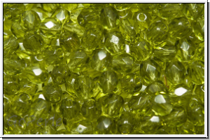 B�hm. Glasschliffperle, feuerpol., 4mm, khaki, trans., 50 Stk.